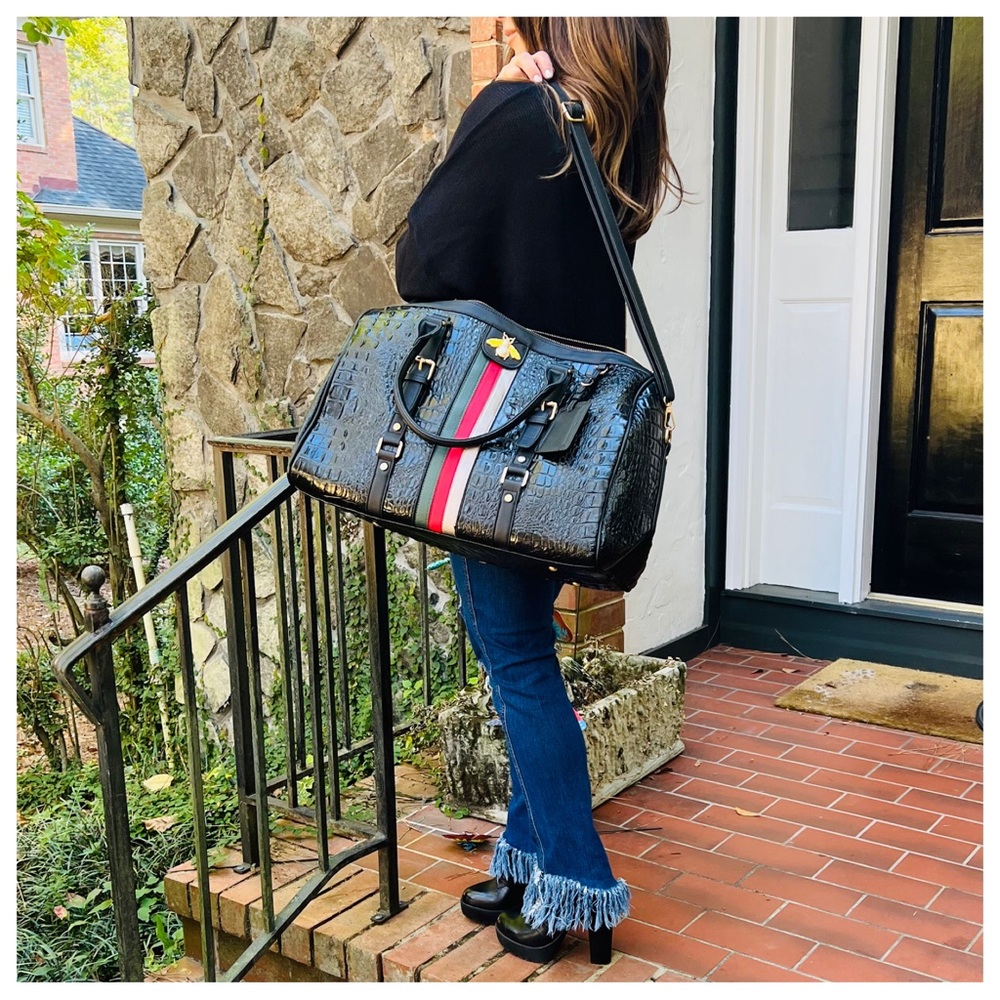 Embossed Fabulous vegan Weekend Travel Duffle Bag - Picture 5 of 8